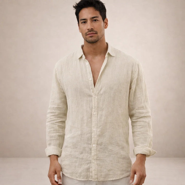 Men's Regular Fit Linen Button-Down Casual Shirt 11