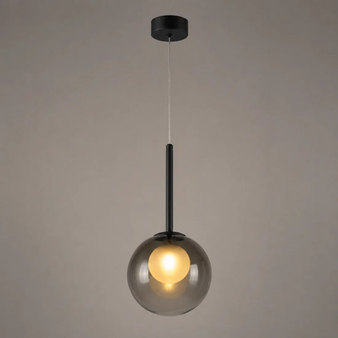 Glass Globe Pendant Light 8 in, Smoke Gray or Amber 10