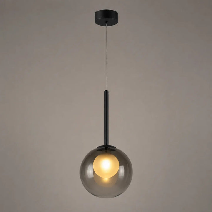 Glass Globe Pendant Light 8 in, Smoke Gray or Amber 10