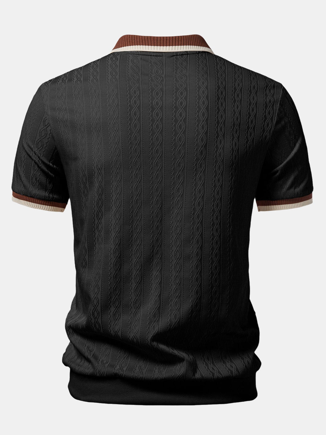 Men's Textured Knit Quarter Zip Polo Shirt, Tailored Fit 4