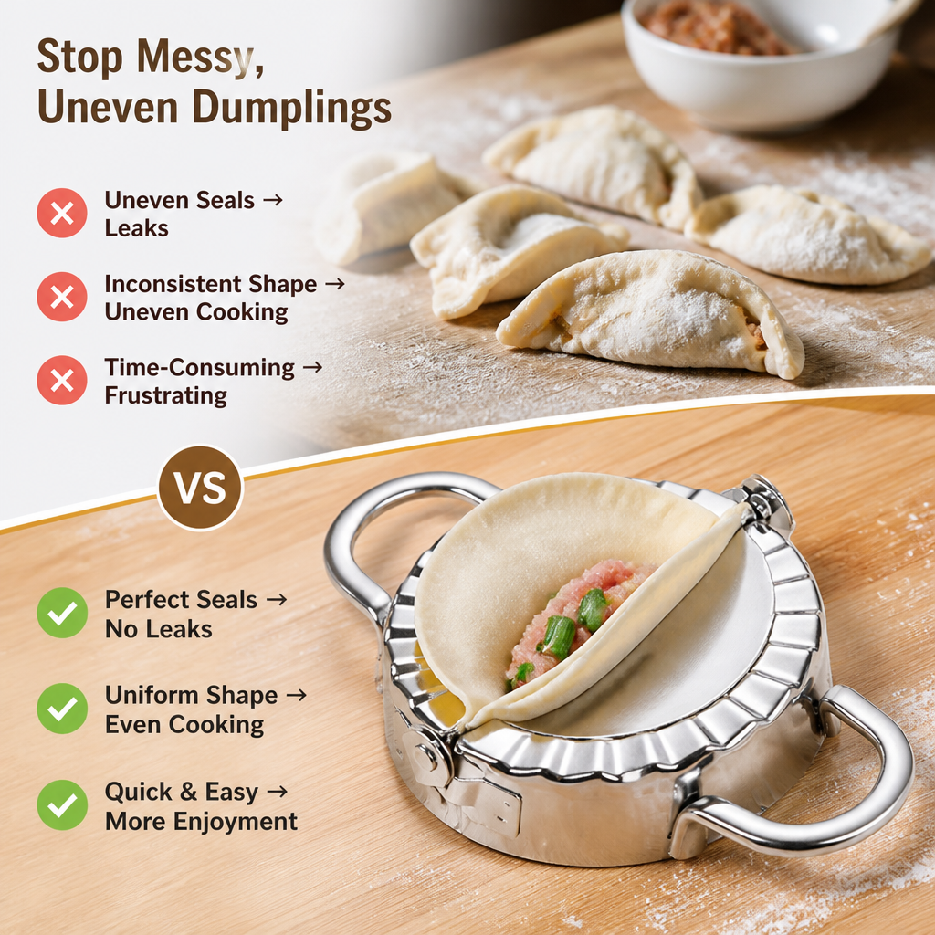 Stainless Steel Dumpling Mold and Dough Cutter Set, 2 Pieces 2