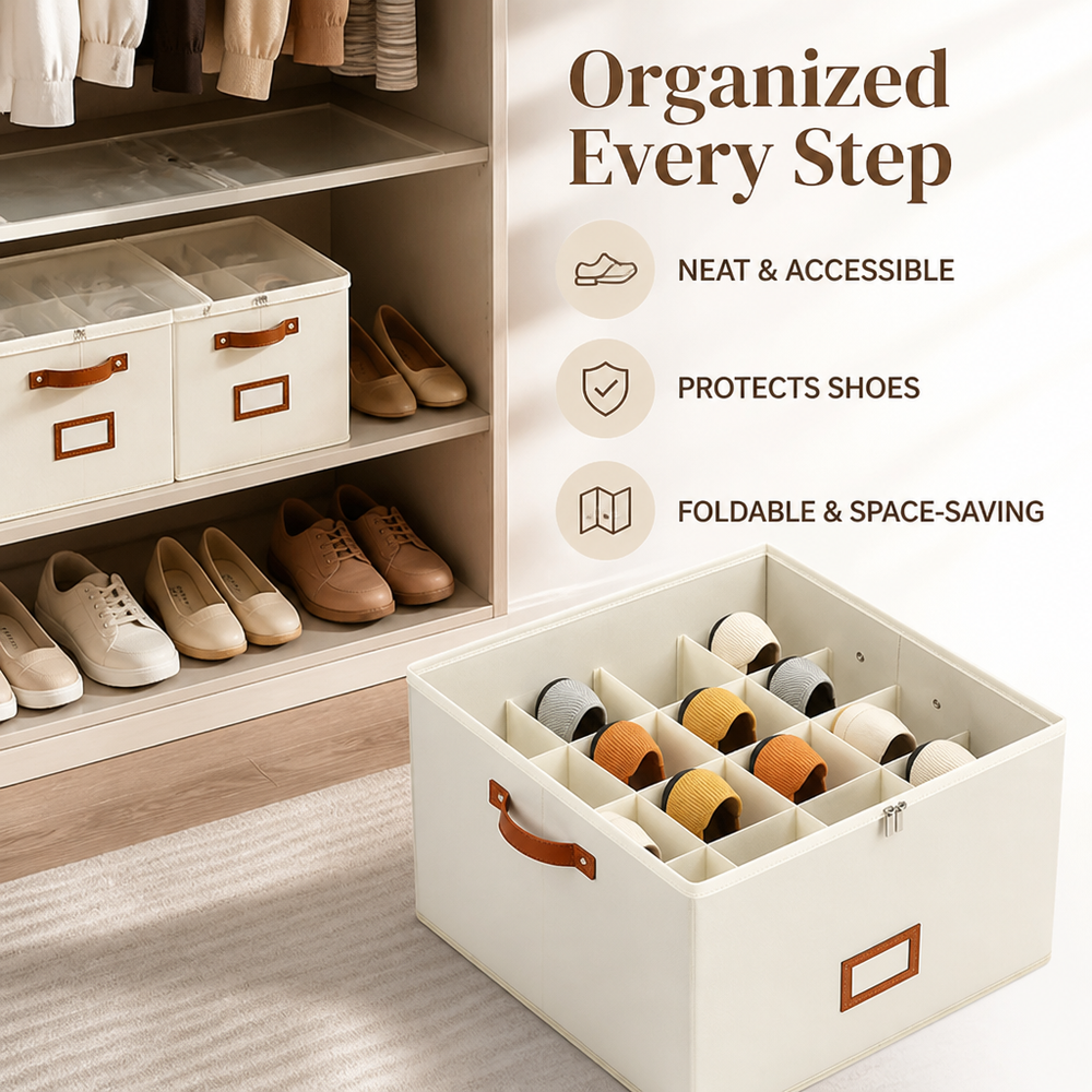 Foldable Shoe Organizer — Breathable, Space-Saving Closet Storage 2