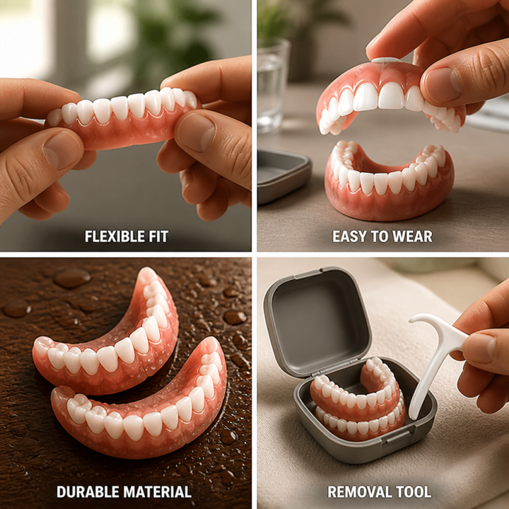 Flexible Fit Denture Set with Easy-Install Kit, Upper and Lower 2