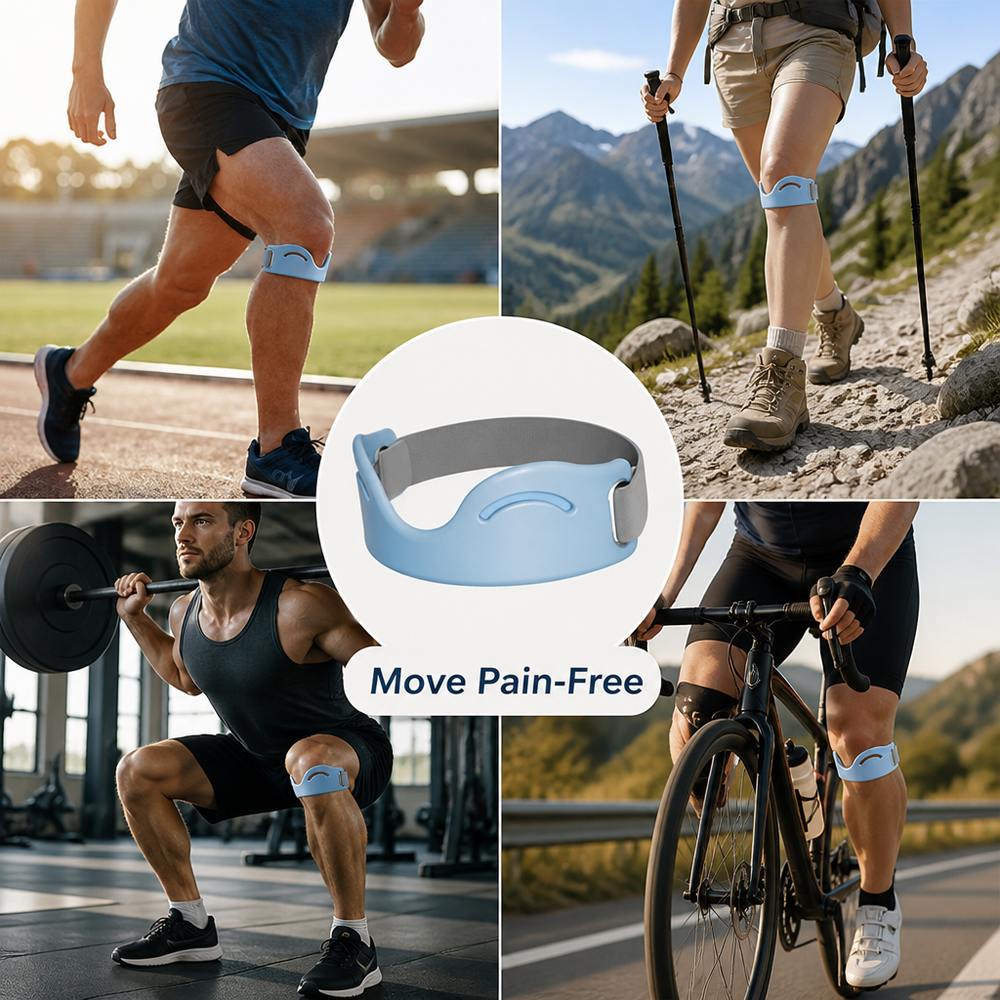 Adjustable Knee Support Strap with Silicone Pad and Dual Buckles, Breathable 2