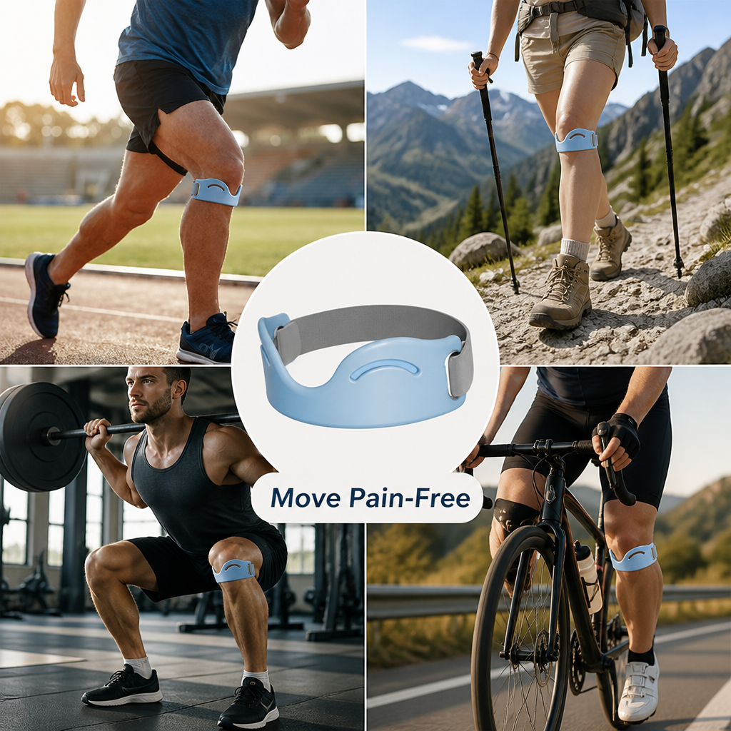 Adjustable Knee Support Strap with Silicone Pad and Dual Buckles, Breathable 2