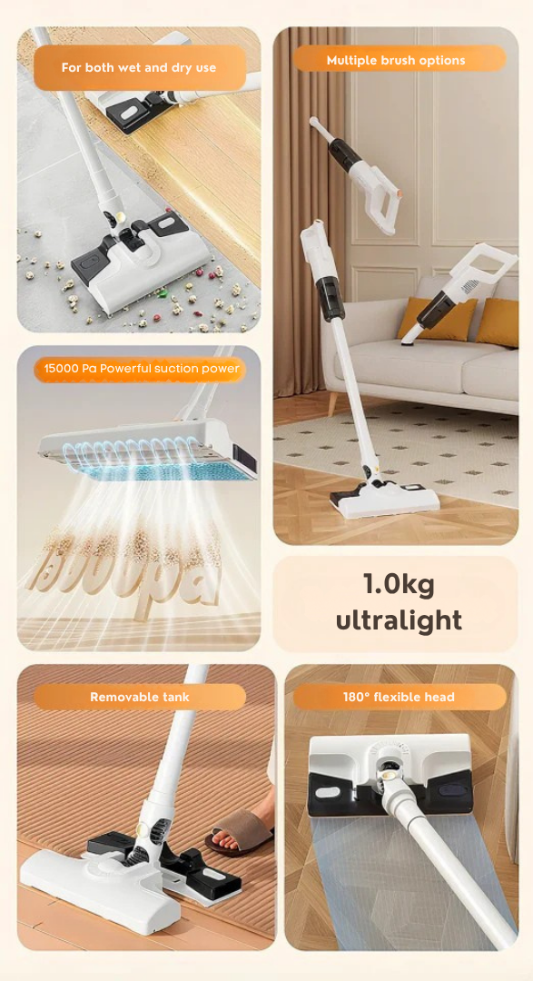 3-in-1 Cordless Vacuum, Wet Mop and Fabric Cleaner, 15,000 Pa Suction 9
