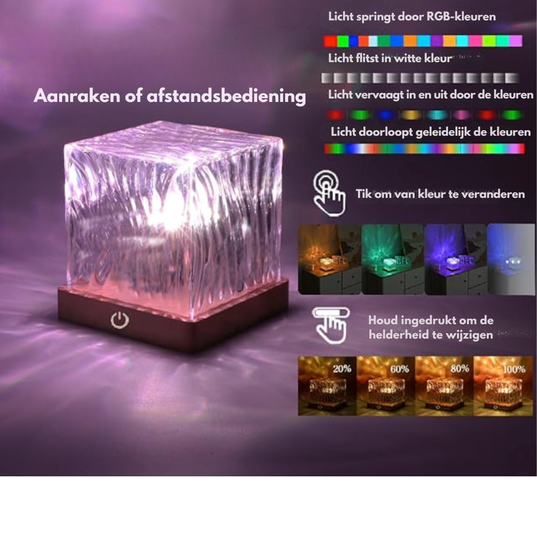 Wave Cube LED Table Lamp with Flowing Color Light Waves 5