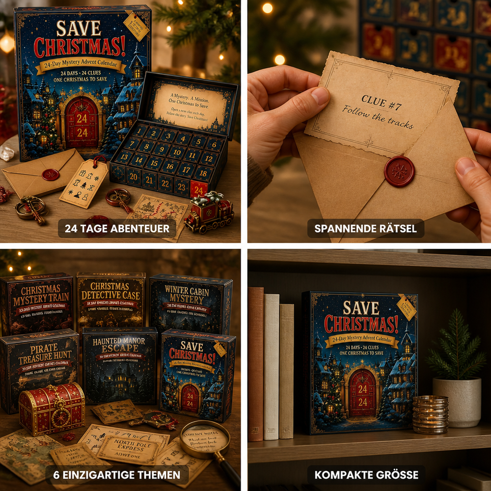 24-Day Escape Room Puzzle Advent Calendar with 6 Mystery Themes 2