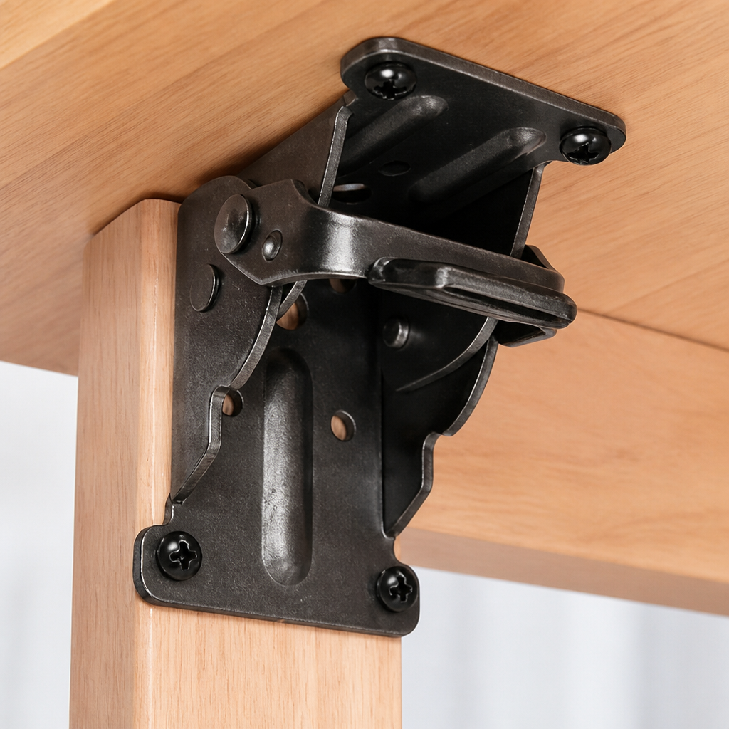 Heavy-Duty Folding Bracket, 500 lb Capacity, Self-Locking Steel, Space-Saving 2