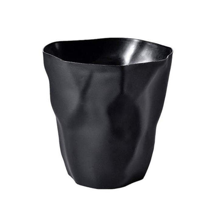 Wastebasket with Sculptural Crumpled Paper Design 1