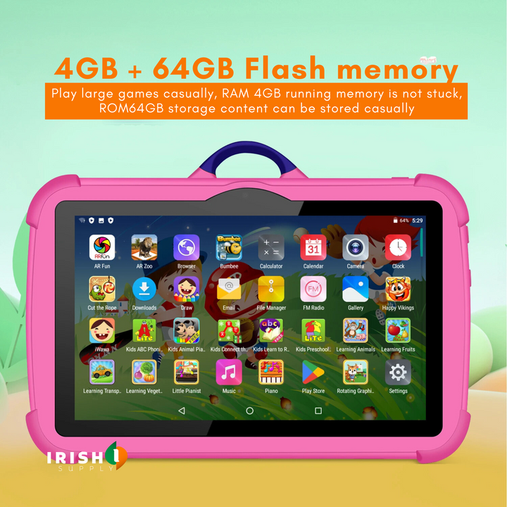 Kids Tablet with Password-Locked Kids Mode, 5G WiFi, Silicone Case 6