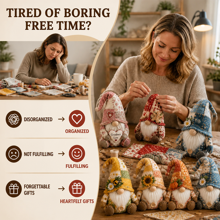 DIY Patchwork Gnome Sewing Kit for Beginners with Pre-Cut Fabric 2