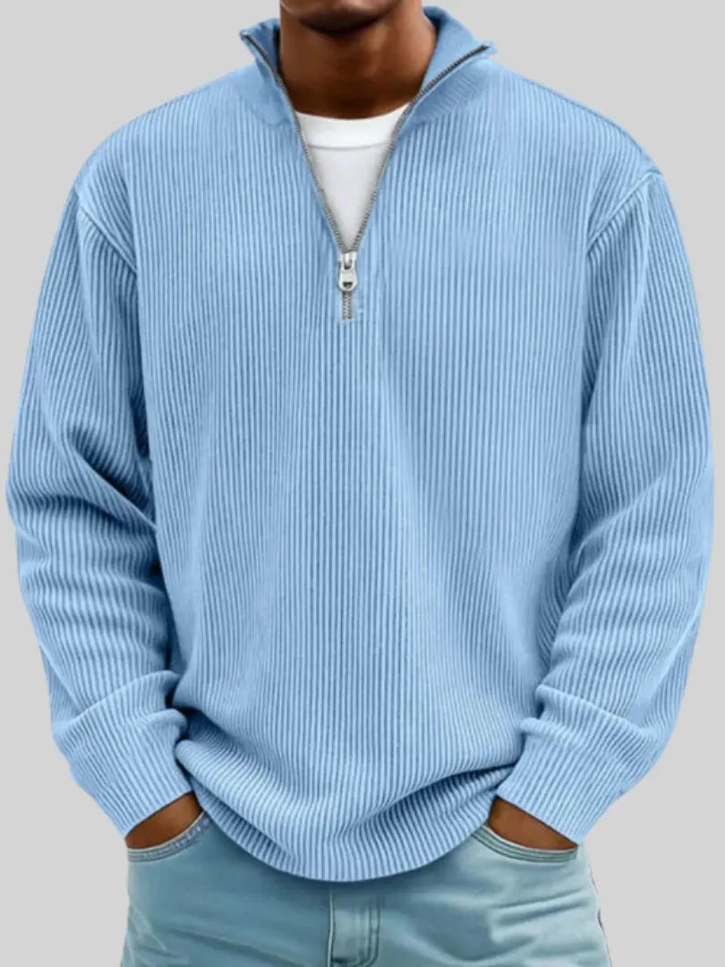 Quarter-Zip Knit Sweater with Relaxed Fit and Zip Collar 1