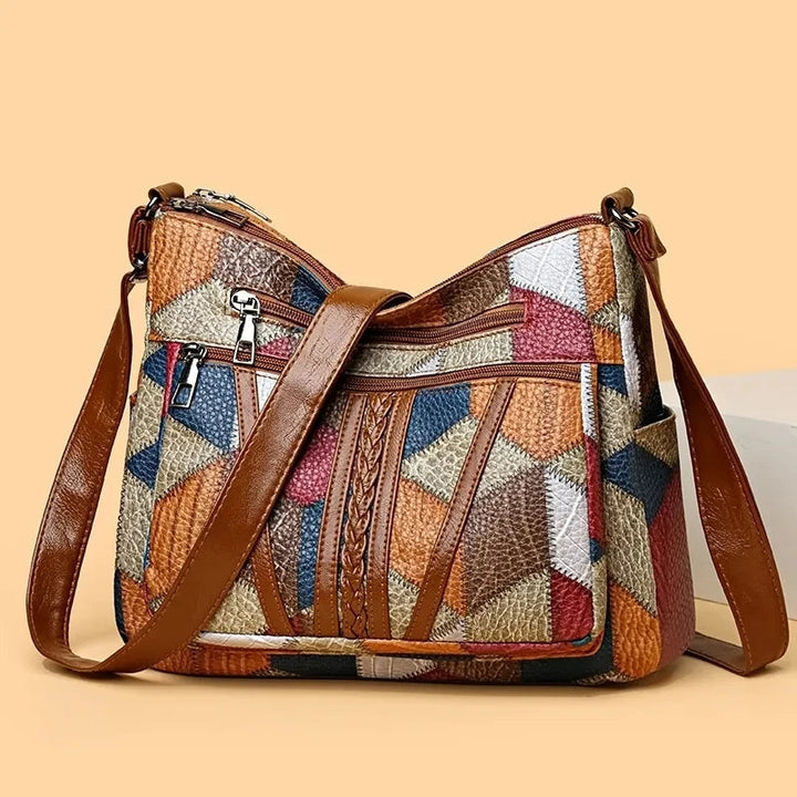 Patchwork Everyday Bag with Faux Leather Inserts 6