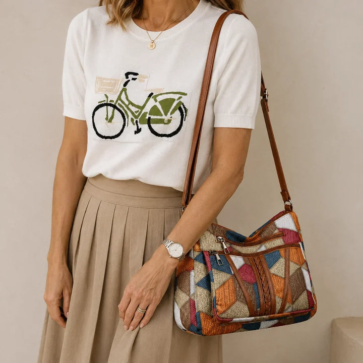 Patchwork Everyday Bag with Faux Leather Inserts 1