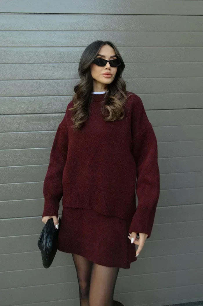 Soft Knit Two-Piece Set with Skirt and Sweater 2