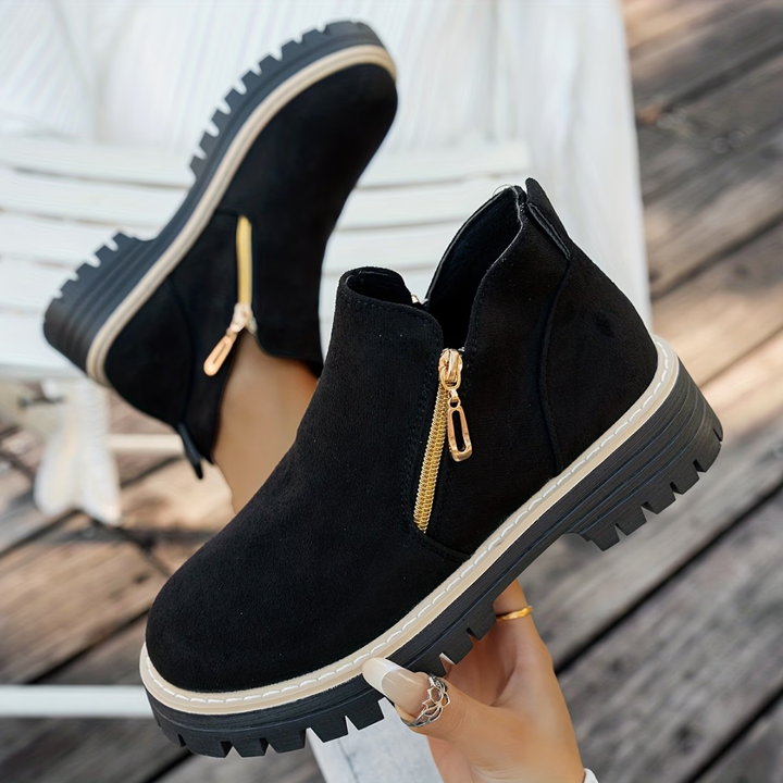 Stylish Ankle Boots with Double Zipper Detail 1