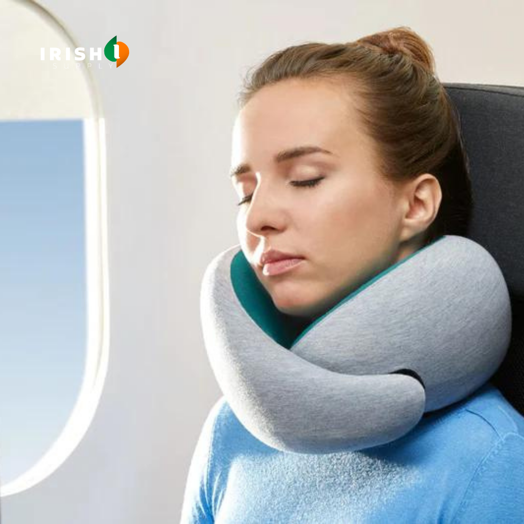Front-Support Travel Neck Pillow with Memory Foam and Clasp for Sleeping on Planes 1