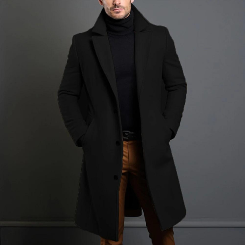 Men's Wool Overcoat – Tailored Longline Winter Coat for Work and City Wear 1