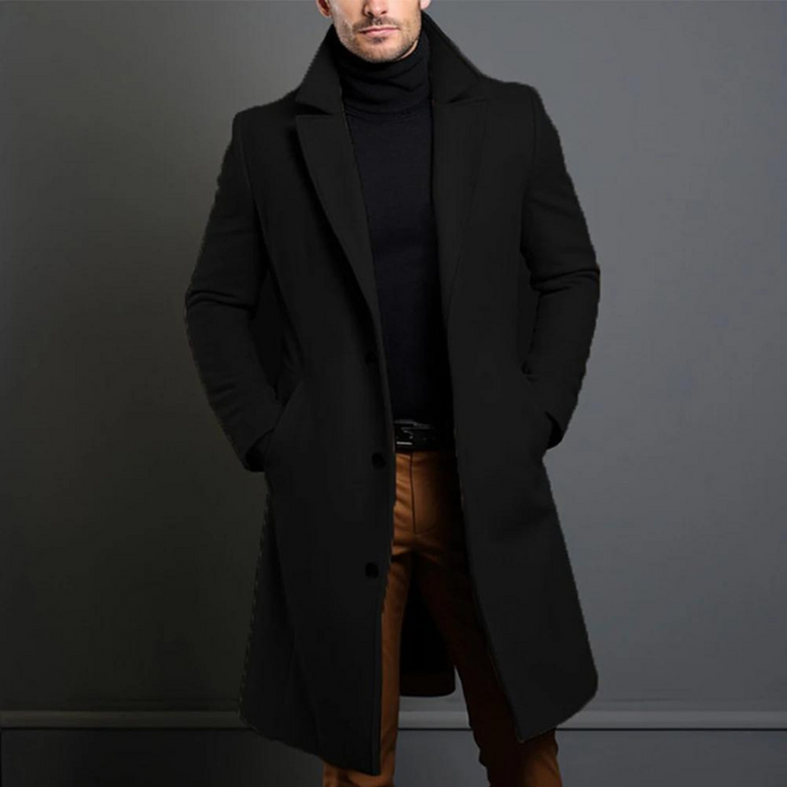 Men's Wool Overcoat – Tailored Longline Winter Coat for Work and City Wear 1