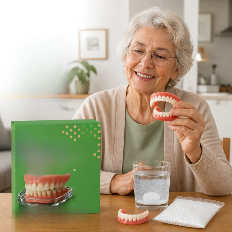Removable Denture Set with Upper and Lower Dental Arches, Heat-Fit 3