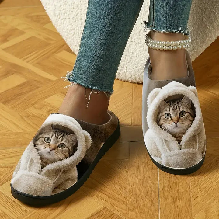 Cozy 3D Cat Face Slip-On Slippers 3
