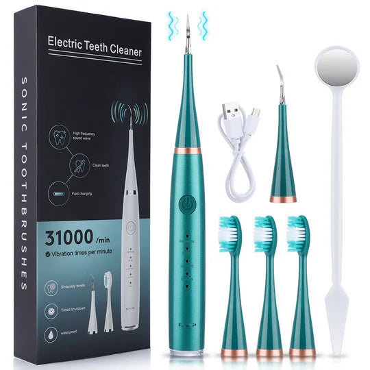 Ultrasonic Tooth Cleaner with 5 Power Levels and 3 Interchangeable Brush Heads 5