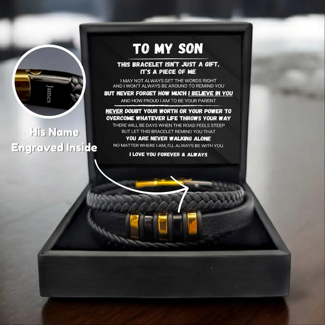 To My Son Never Alone Braided Bracelet Gift Set 1