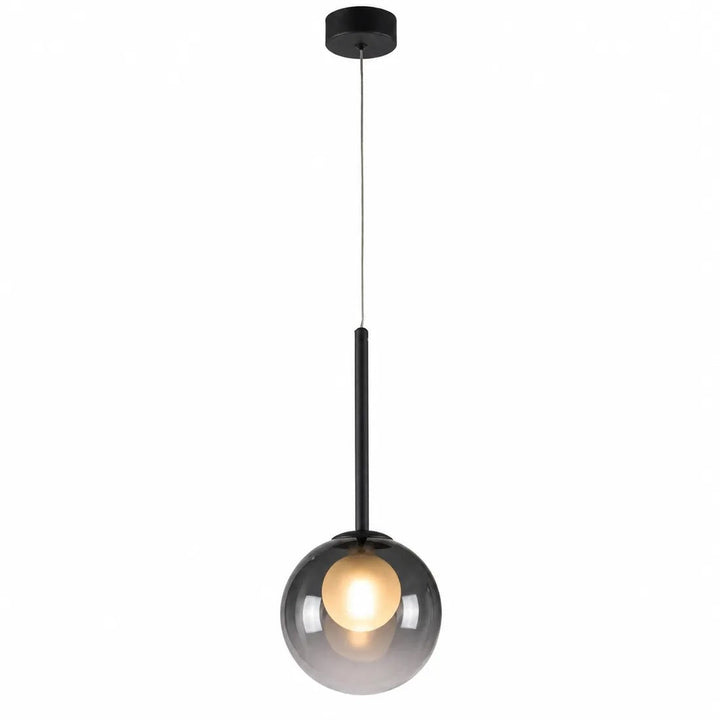 Glass Globe Pendant Light 8 in, Smoke Gray or Amber 8