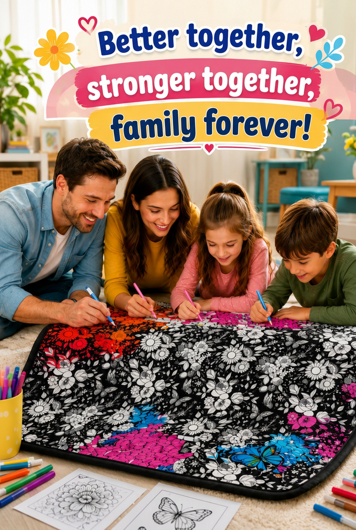 Color-In Cozy Blanket with Fabric Markers, Soft Velvety Throw 3