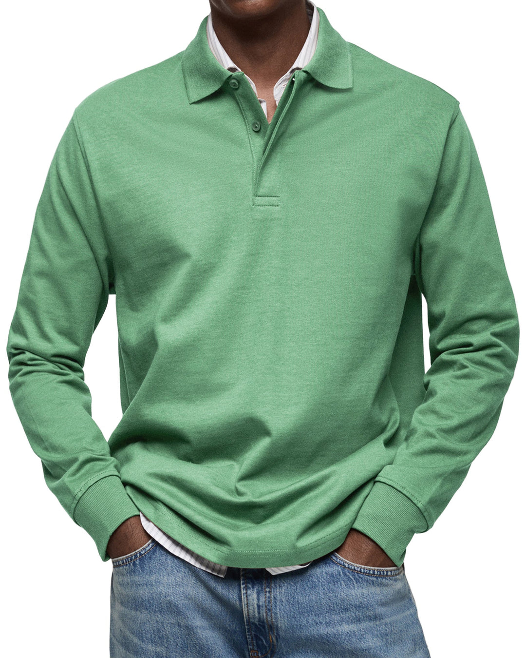 Luxury Long Sleeve Polo Shirt for Men - Soft, Breathable Casual Style 7