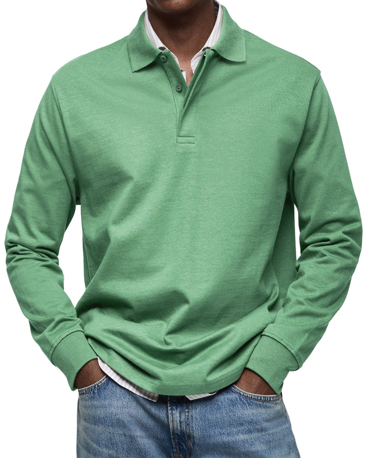 Luxury Long Sleeve Polo Shirt for Men - Soft, Breathable Casual Style 7