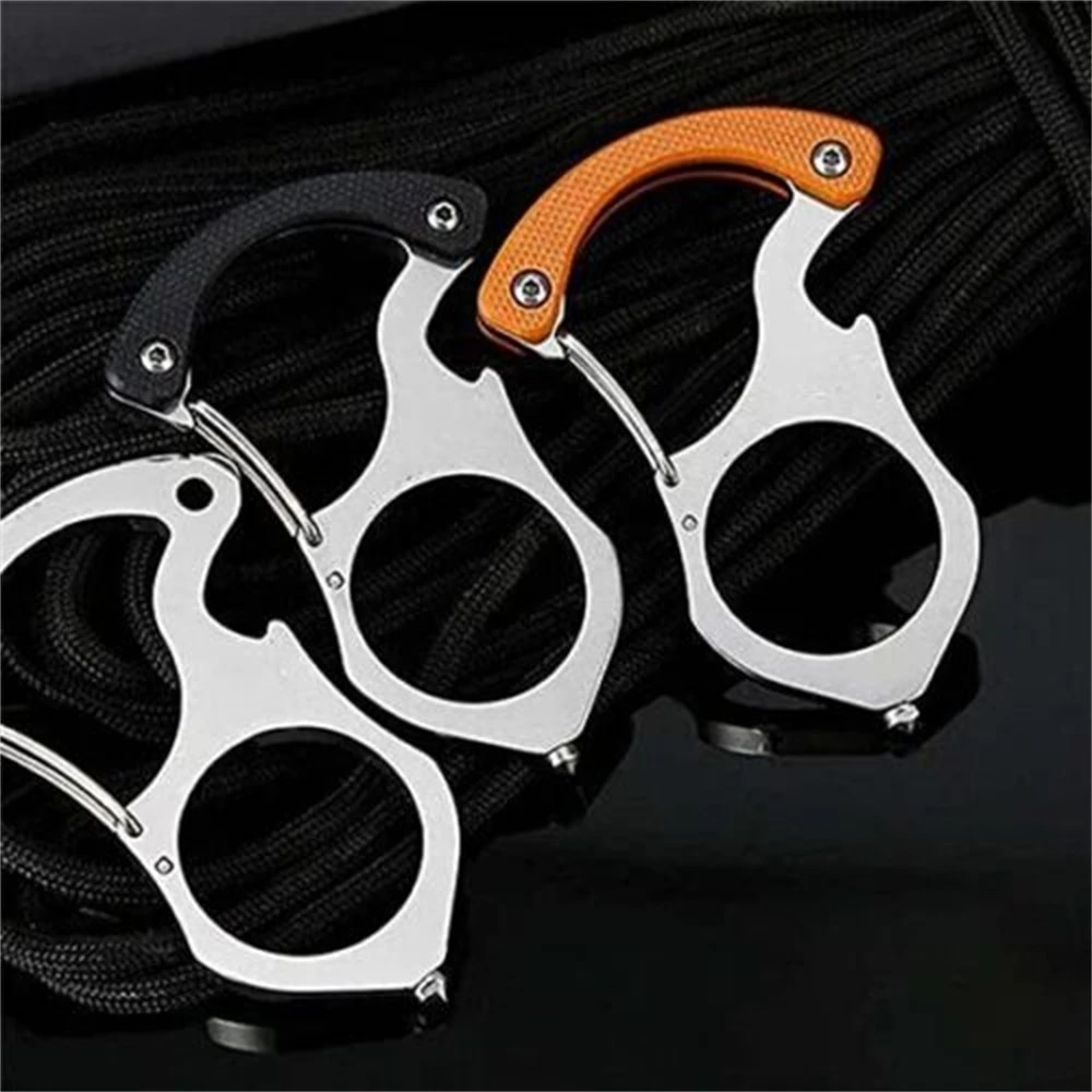 Stainless Steel Car Key Fob Organizer with Carabiner - Keychain Self-Defense Tool 3