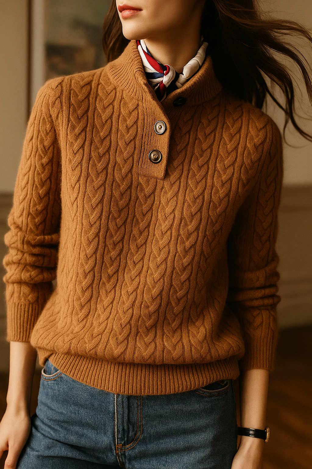 Arden Button-Up Cashmere Sweater 3