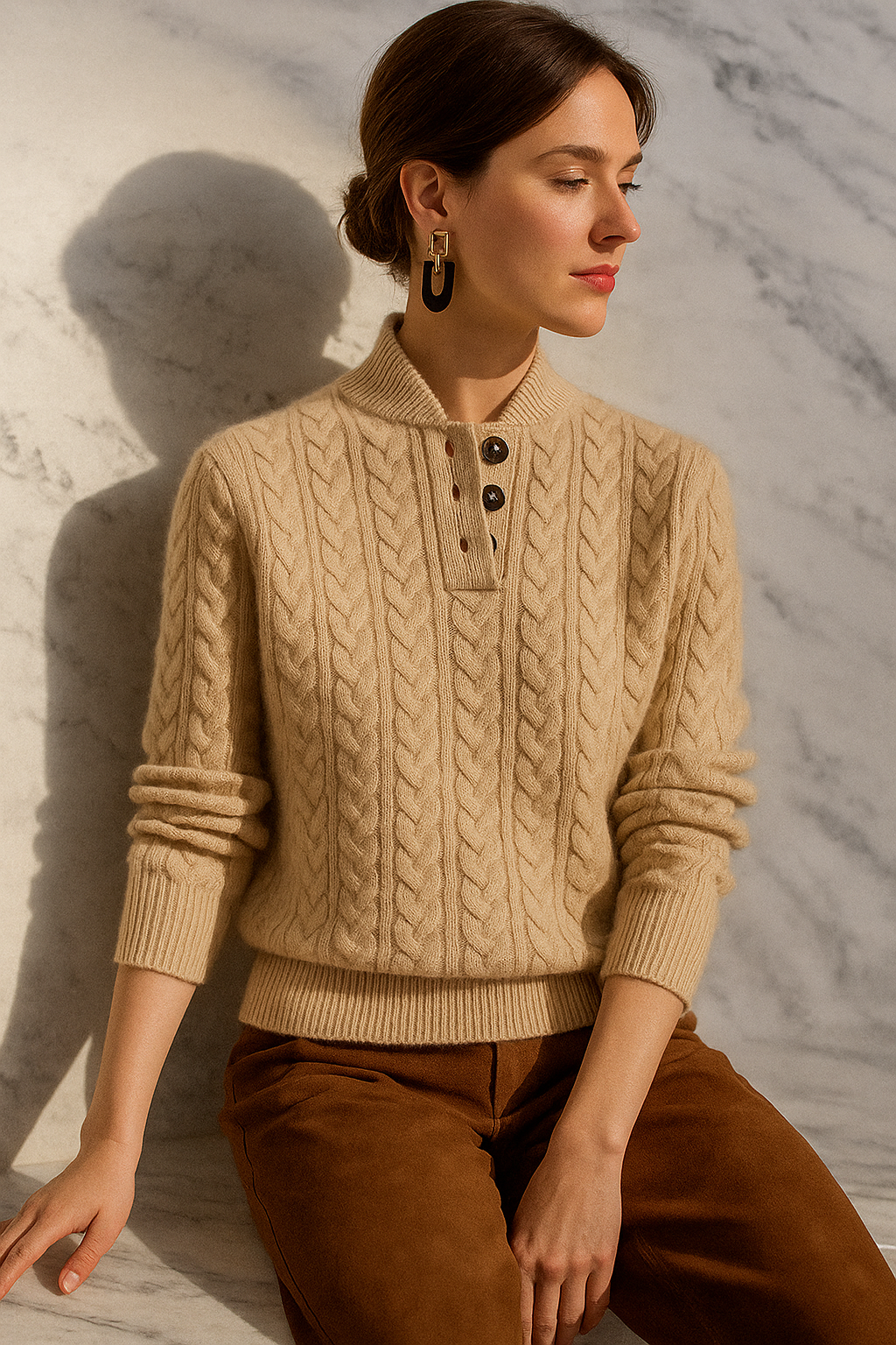 Arden Button-Up Cashmere Sweater 22