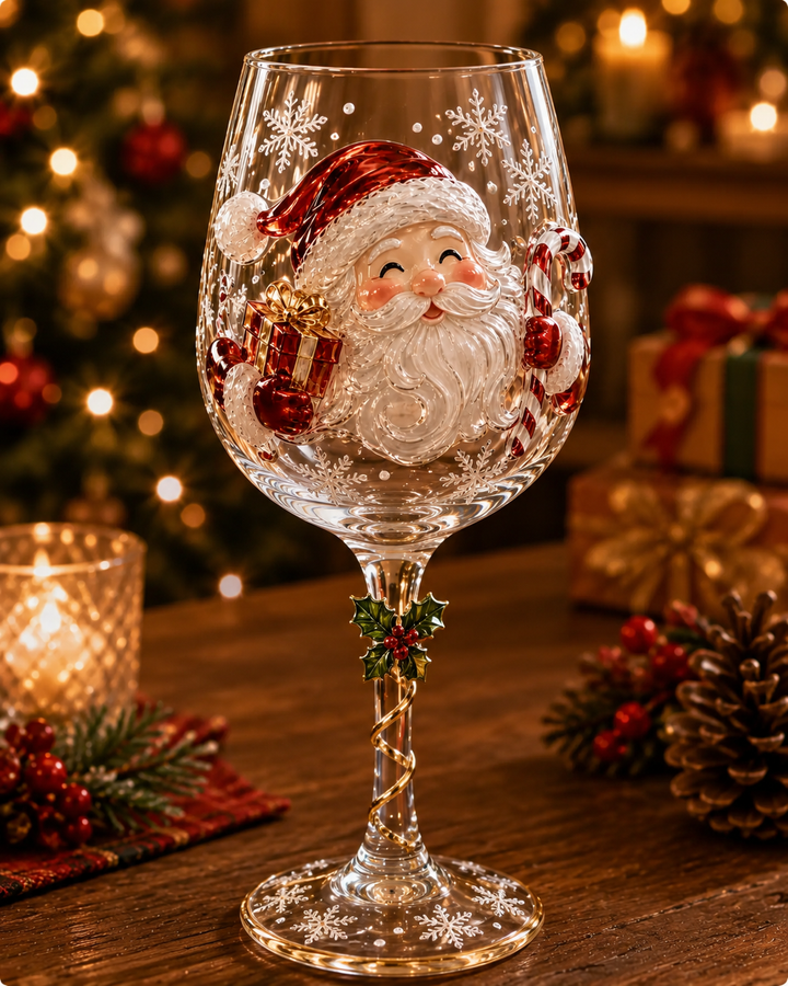 3D Christmas Wine Glasses – Festive Sipping with Holiday Charm 1