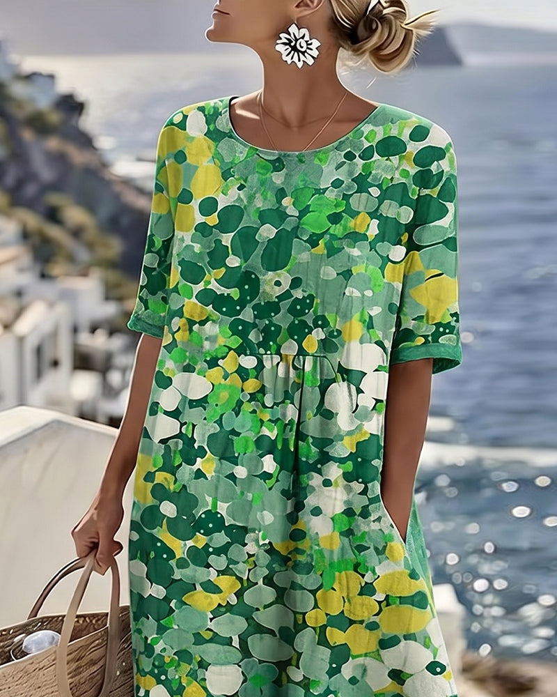 Santorini Midi Dress in Breathable Cotton Blend, Loose Flowing Fit 8