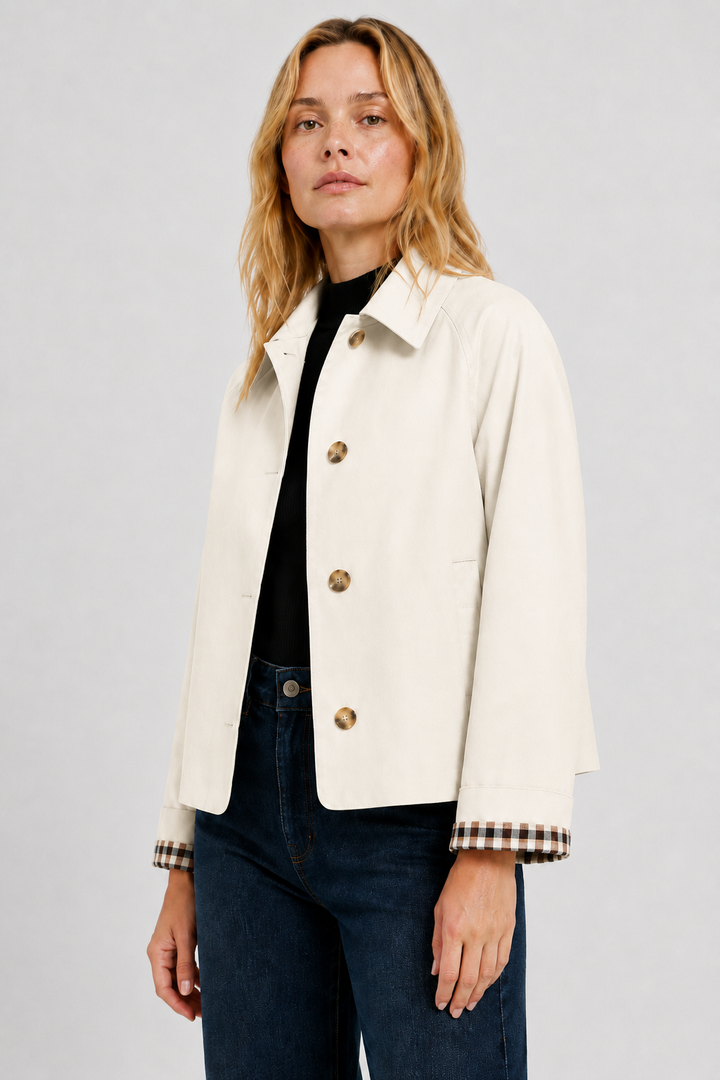 Women's Lightweight Jacket with Relaxed Fit and Vichy Lining 22