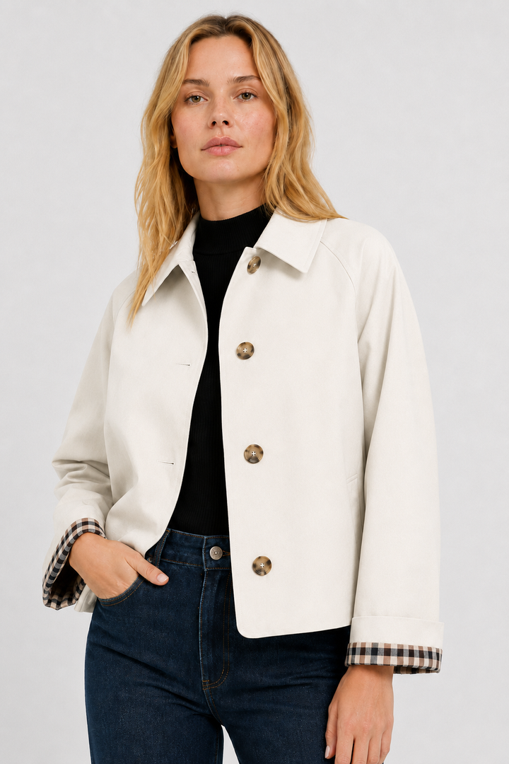 Women's Lightweight Jacket with Relaxed Fit and Vichy Lining 21