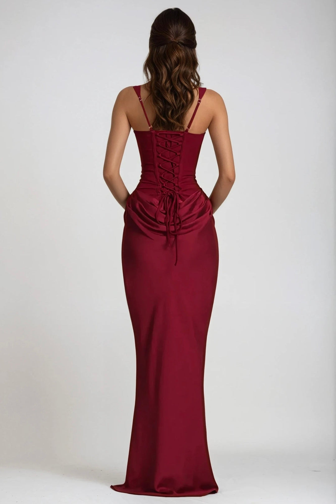 Square Neck Ruched Stretch Maxi Dress 23