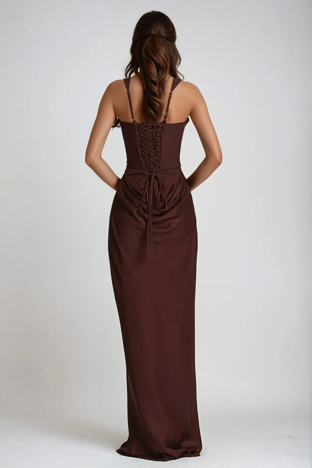 Square Neck Ruched Stretch Maxi Dress 7