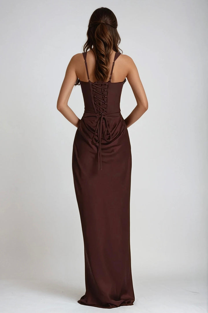 Square Neck Ruched Stretch Maxi Dress 7