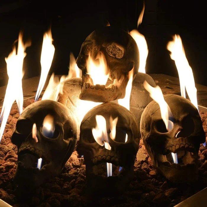 Ceramic Skull Fire Decor — Smoke-Free Flame Accent for Fire Pits 4