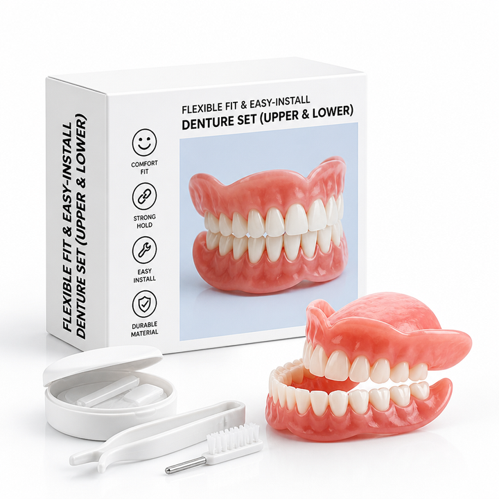 Flexible Fit Denture Set with Easy-Install Kit, Upper and Lower 5