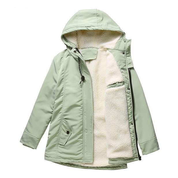 Women's Fleece-Lined Hooded Parka Coat with Drawcord Hood and Flap Pockets 10