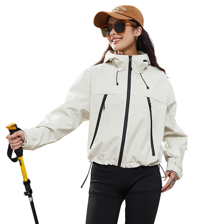 Women's Waterproof Breathable Rain Jacket - Short - Adjustable Hem 3