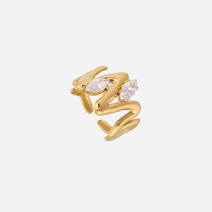 Adjustable Twirl Ring with Sculptural Flowing Design and Sparkle 1