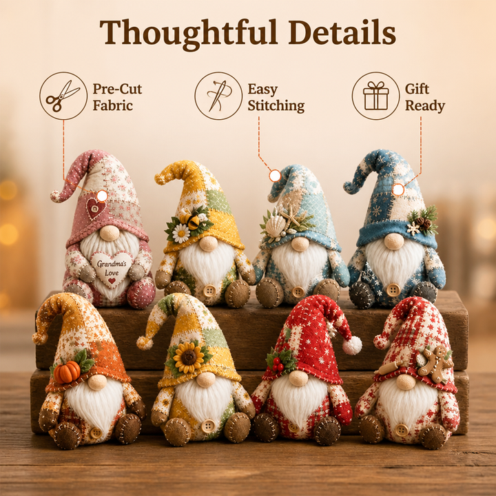 DIY Patchwork Gnome Sewing Kit for Beginners with Pre-Cut Fabric 3