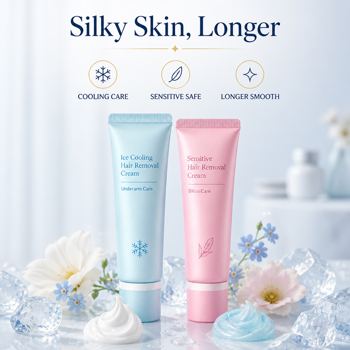 Dual-Action Hair Removal Cream for Sensitive Areas with Niacinamide and Cooling Ice Sensation 3