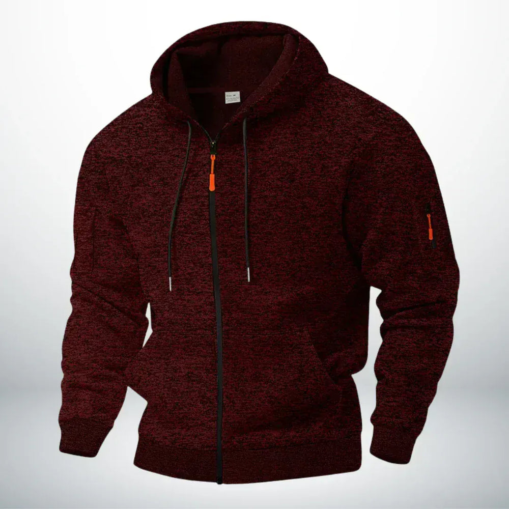 Men's Zip-Up Hoodie with Hood and Zippered Sleeve Pocket 2